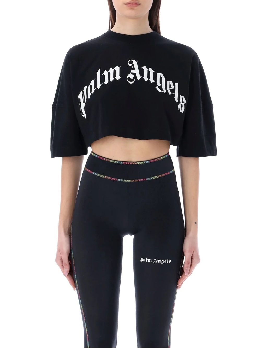 Palm Angels Crewneck Zipped Cropped Top